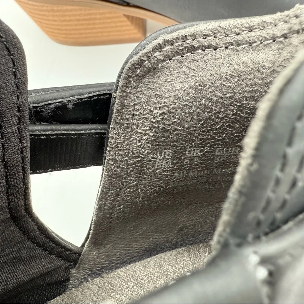 Dr. Scholl’s Literally Black Cutout Ankle Boots w/ Gold Buckle & Stacked Heel - Picture 7 of 16